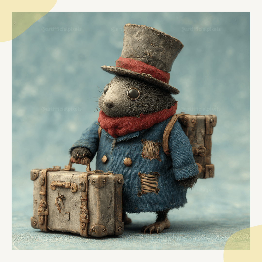 Whimsical vintage animal sculpture perfect for Etsy prints and wall art created with Midjourney V7 prompt