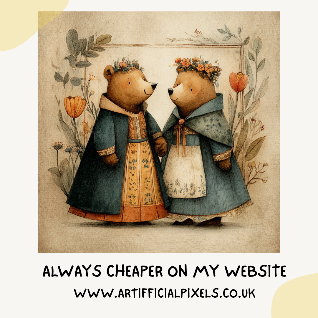 vintage-folk-animal-couples-cards-bear
