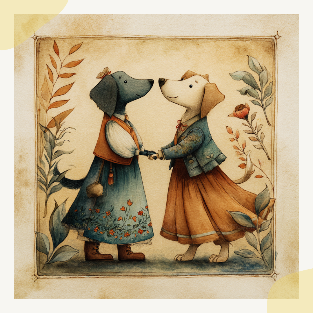 vintage-folk-animal-couples-cards-dog