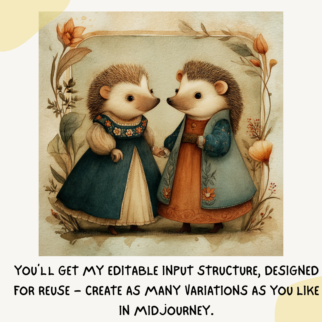 vintage-folk-animal-couples-cards-hedgehog