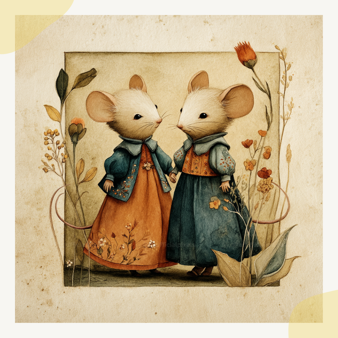 vintage-folk-animal-couples-cards-mouse