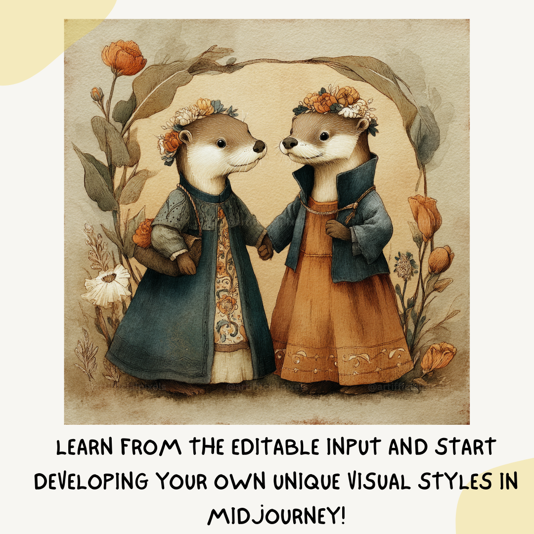 vintage-folk-animal-couples-cards-otter
