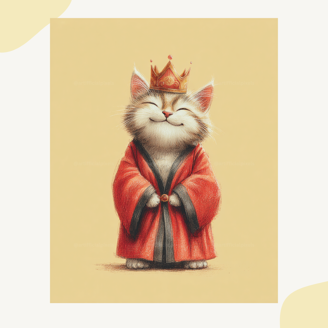 Watercolour Hanfu animal art generated using professional Midjourney AI prompt for commercial use