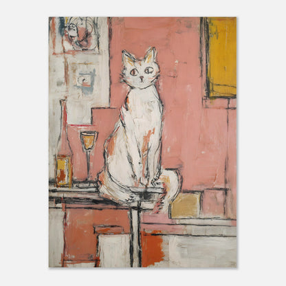 18x24 poster showing The Cat and the Wine abstract cat artwork, minimalist wall print