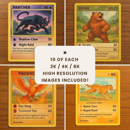 Pokémon-Style Creature Cards AI Art Prompts – ChatGPT Pack with Images