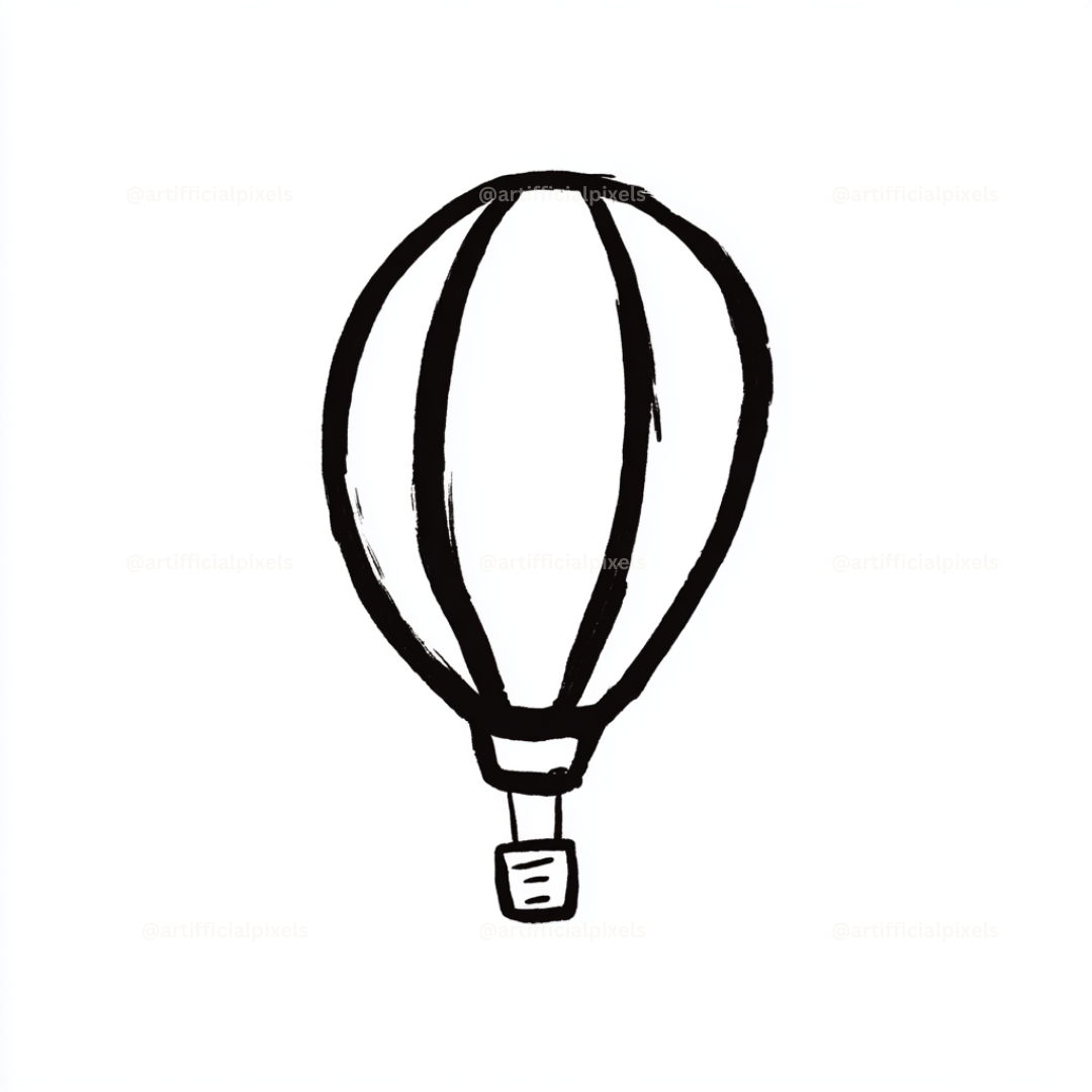 Cute Black and White Icon Midjourney AI Image Generator - Hot Air Balloon