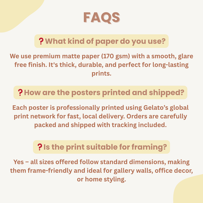 Frequently asked questions about custom matte poster printing and materials