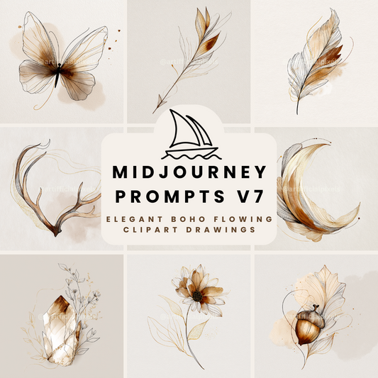 Boho Flowing Elements AI Art Generator – Midjourney Prompt Pack with Images