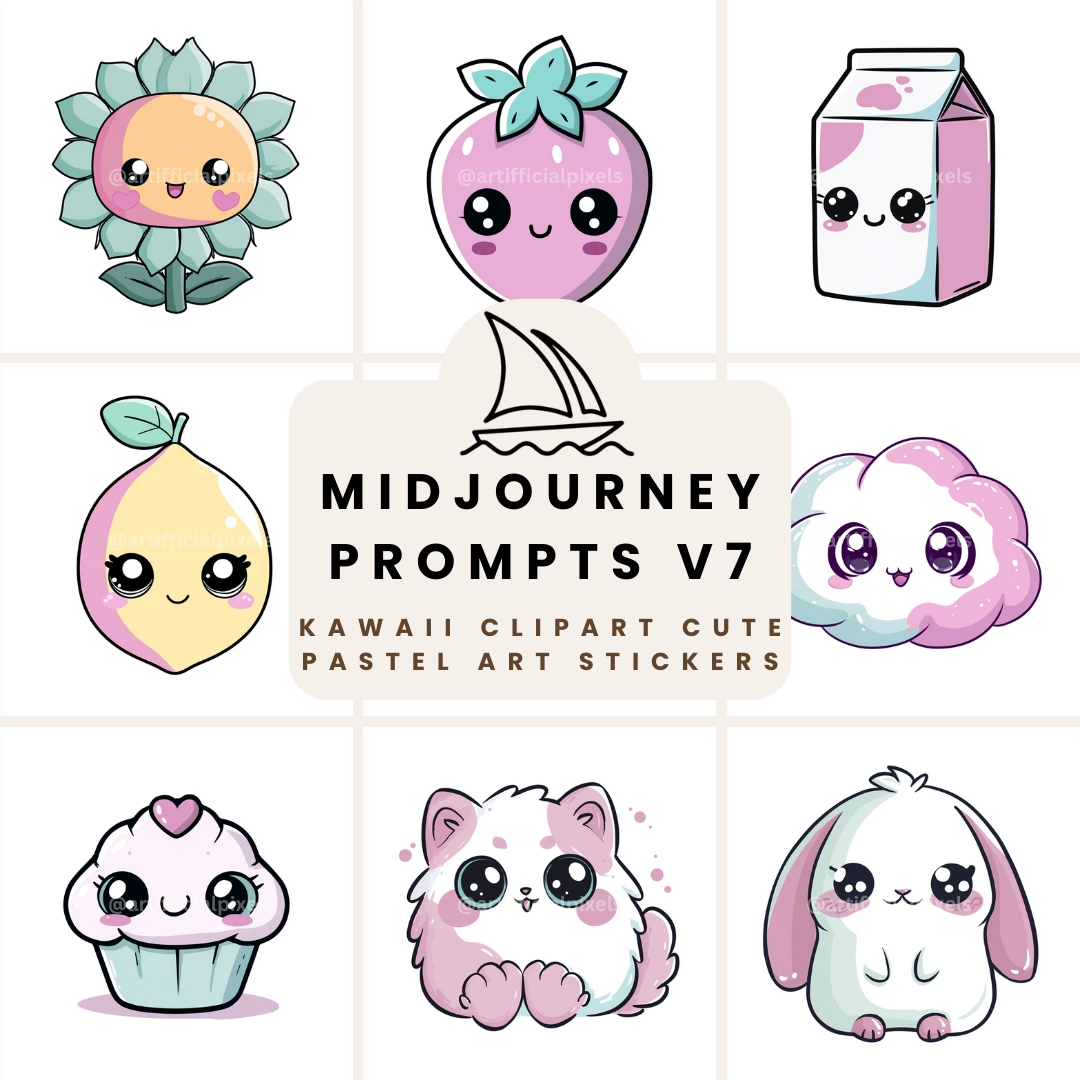 Kawaii Clipart AI Art Generator – Midjourney Prompt Pack with Images