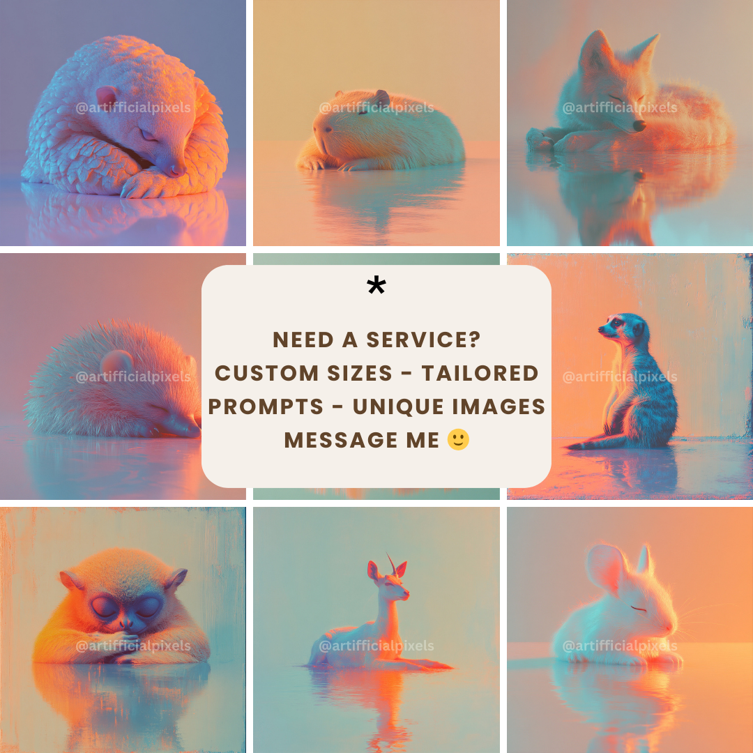 High Res Image Bundle: Mindful Animal Portraits with Pastel Aesthetic