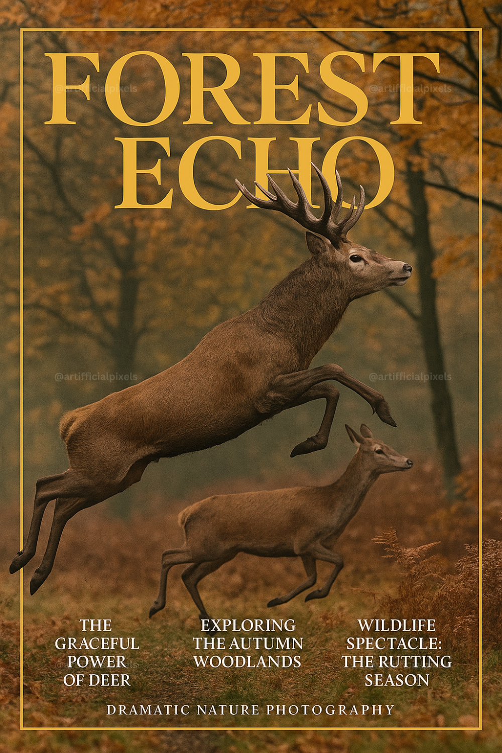 Cinematic Wildlife Magazine Poster AI Art Generator – Midjourney Prompt Pack with Images