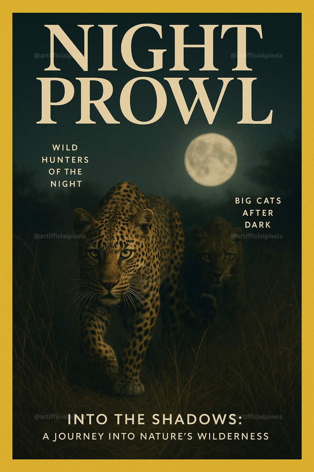 Cinematic Wildlife Magazine Poster AI Art Generator – Midjourney Prompt Pack with Images