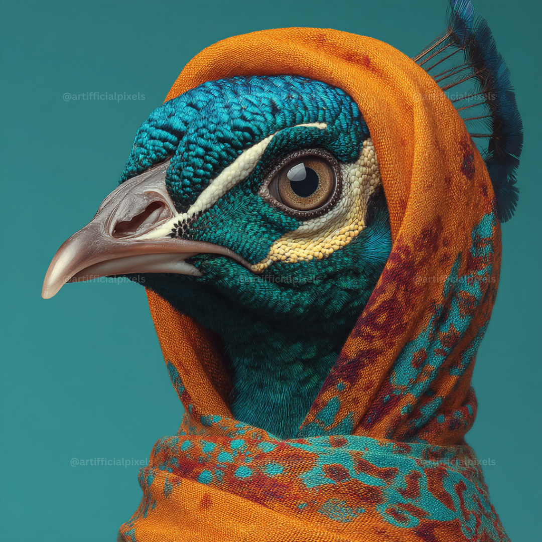 Animal Portraits in Colourful Scarves AI Art Prompts – Midjourney Pack with Images