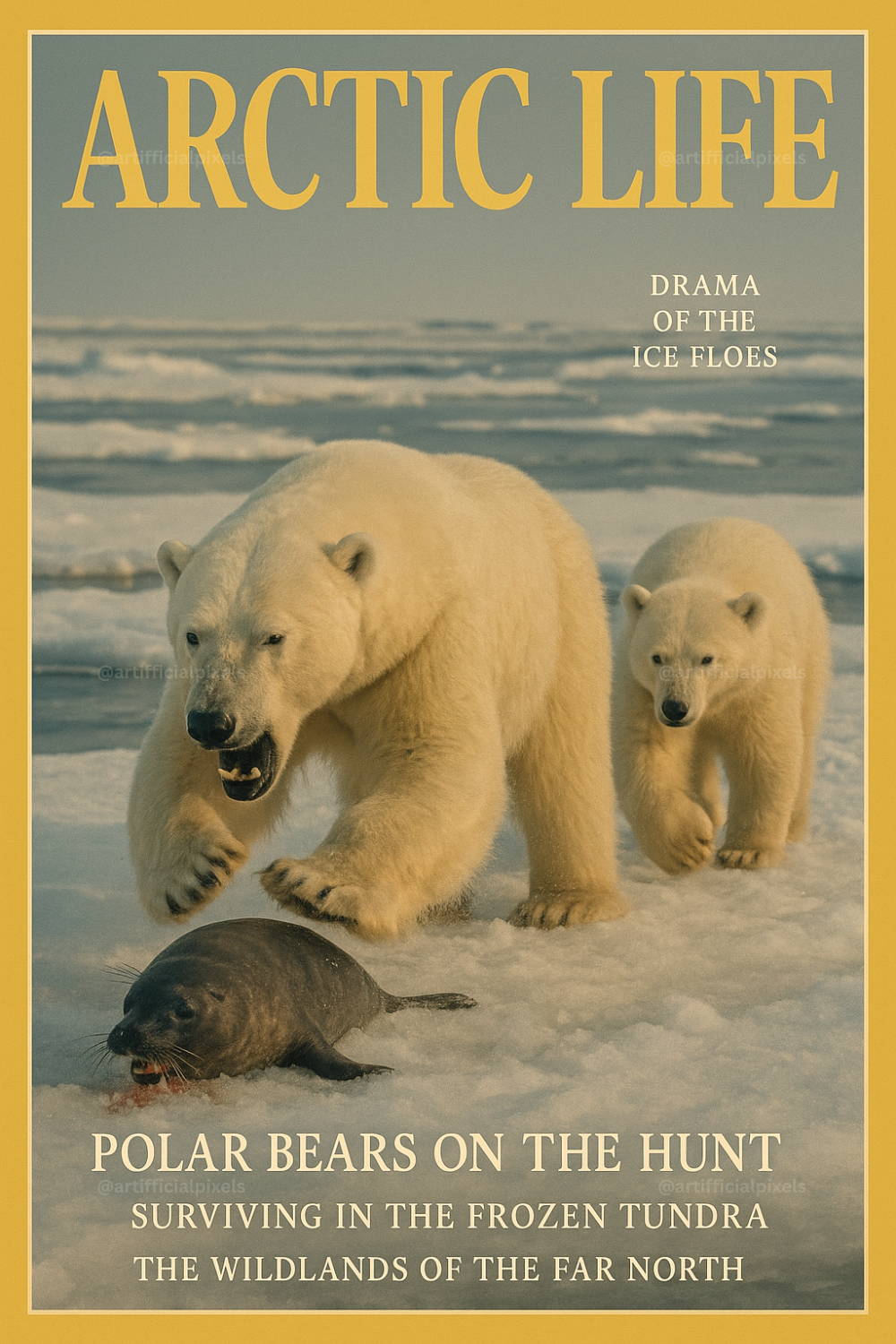 Cinematic Wildlife Magazine Poster AI Art Generator – Midjourney Prompt Pack with Images
