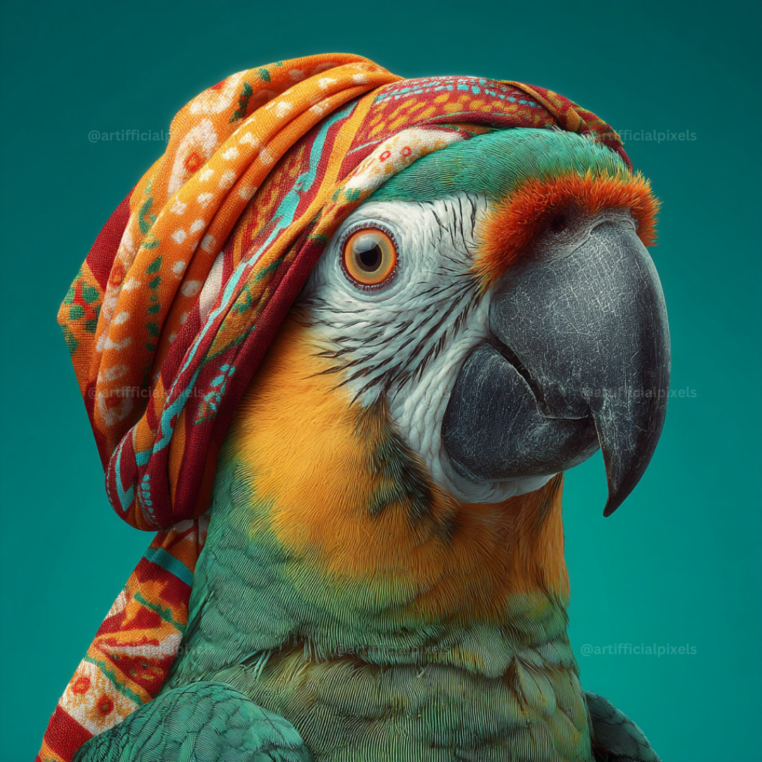 Animal Portraits in Colourful Scarves AI Art Prompts – Midjourney Pack with Images