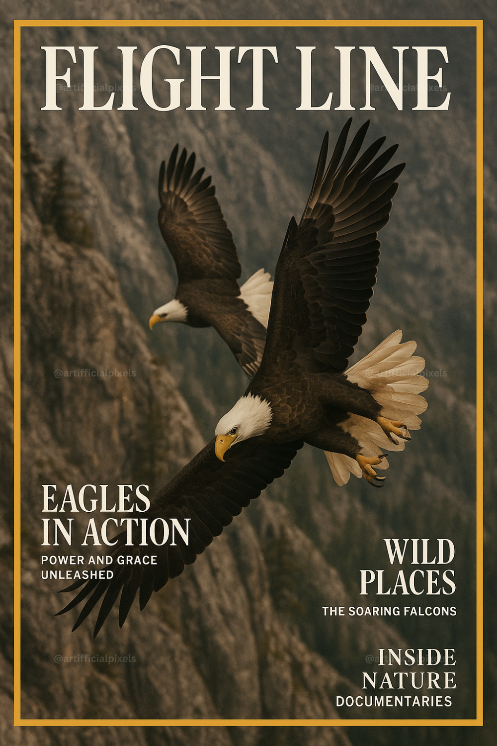 Cinematic Wildlife Magazine Poster AI Art Generator – Midjourney Prompt Pack with Images