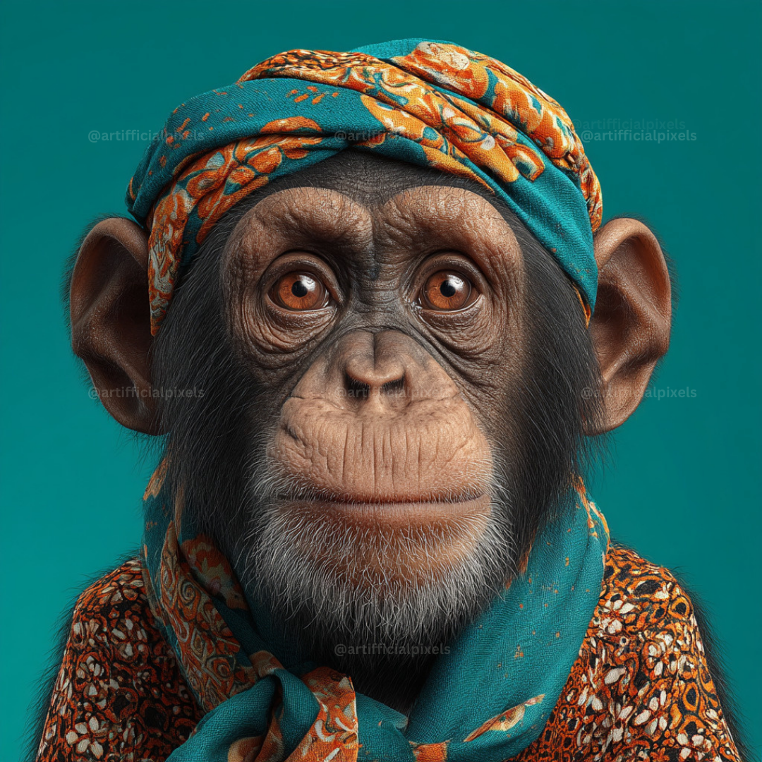 Animal Portraits in Colourful Scarves AI Art Prompts – Midjourney Pack with Images