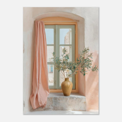 Mediterranean olive branch poster A3 size sample, soft pastel home decor wall art