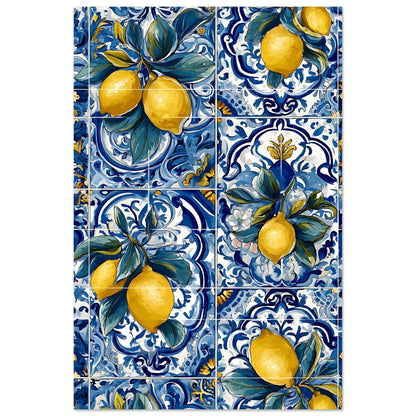 Traditional Portuguese azulejo lemon pattern poster wall art