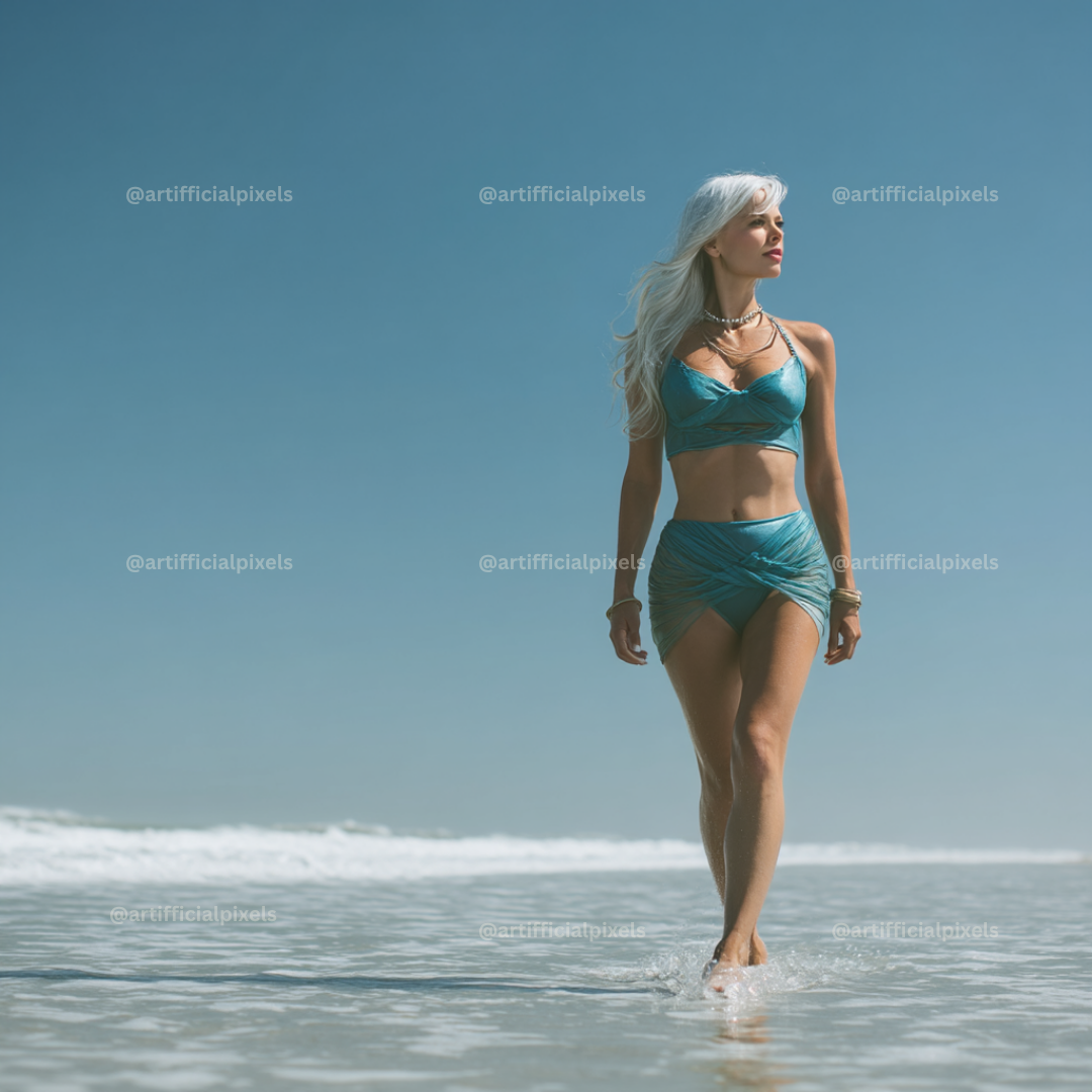 beautiful-glamour-beach-models-midjourney-ai-prompt-women-in-teal