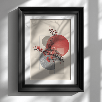 Geometric Cherry Blossom Poster for Contemporary Visual Art Decor