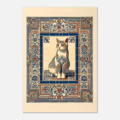 Cat poster A1 size, ornate mosaic tile decorative wall art for eclectic living spaces