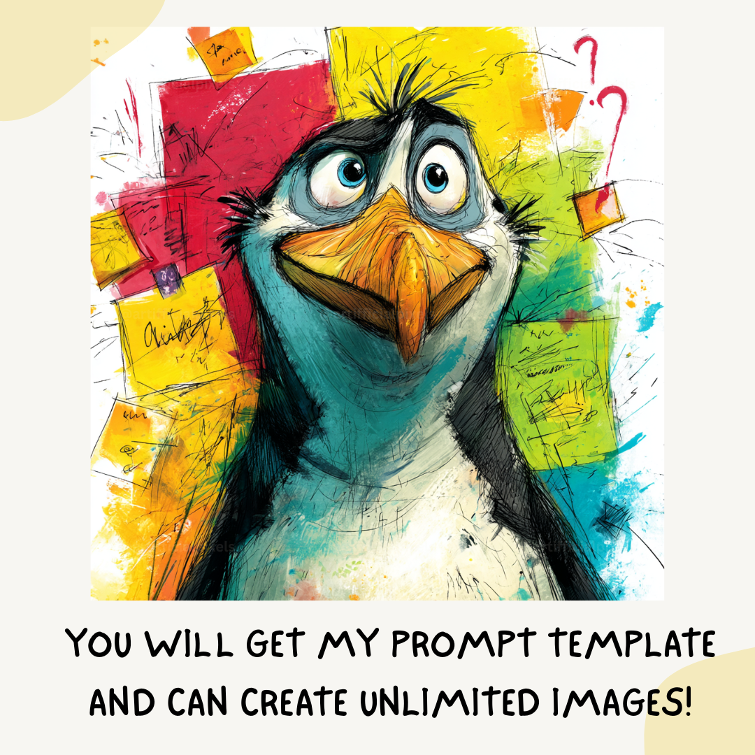 colourful-sketchbook-animal-art-midjourney-ai-art-generator-prompt-penguin