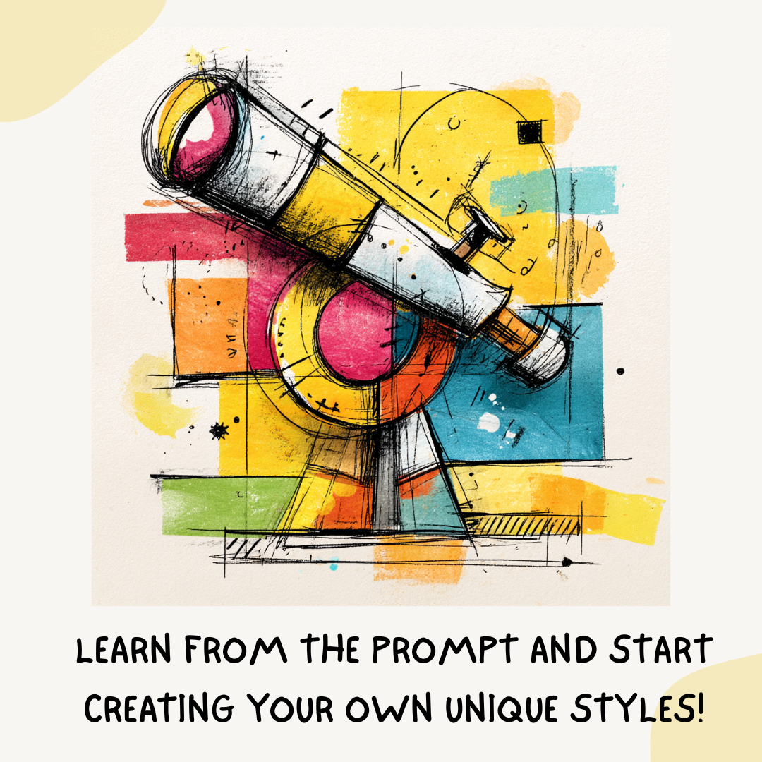 colourful-sketchpad-objects-midjourney-ai-art-prompt-telescope