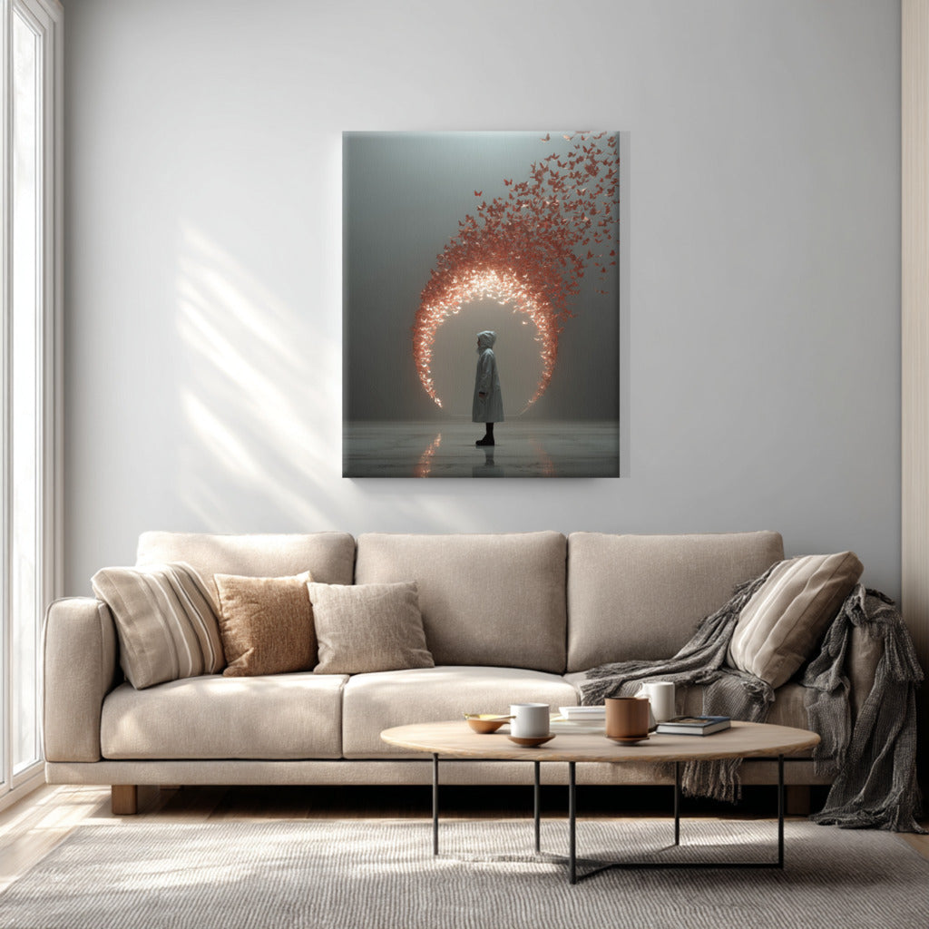 Portal of Flight Canvas Print – AI Generated Surreal Portrait Wall Art