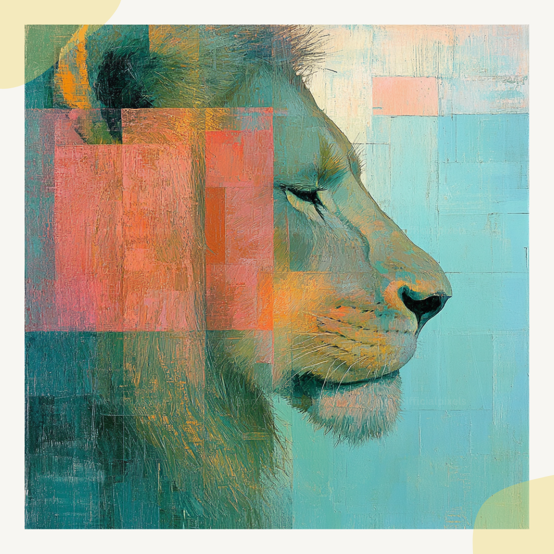 contemptlative-animal-side-shot-portraits-midjourney-ai-prompt-lion