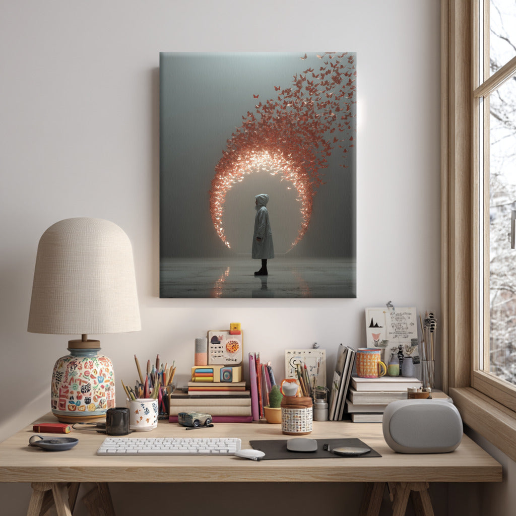 Portal of Flight Canvas Print – AI Generated Surreal Portrait Wall Art