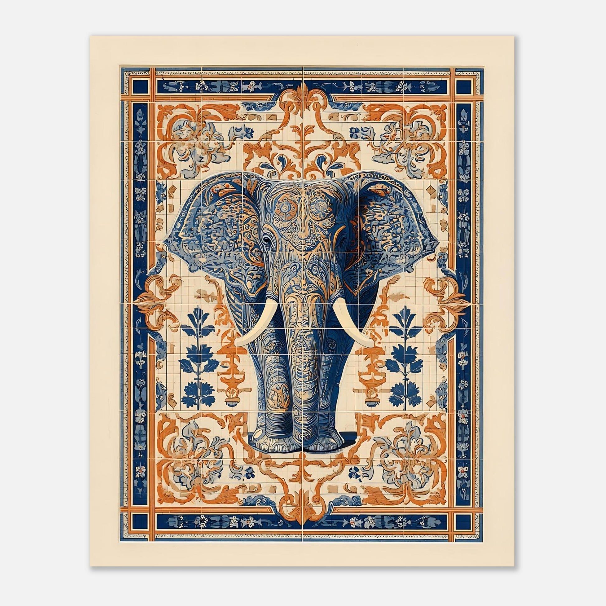 Elephant poster wall art print size 20x25 cm / 8x10 inch, small bohemian decor