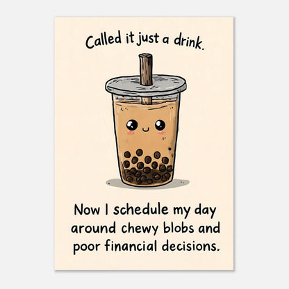 Fun Boba tea poster A3 size visual art wall decor print showing kawaii artwork detail
