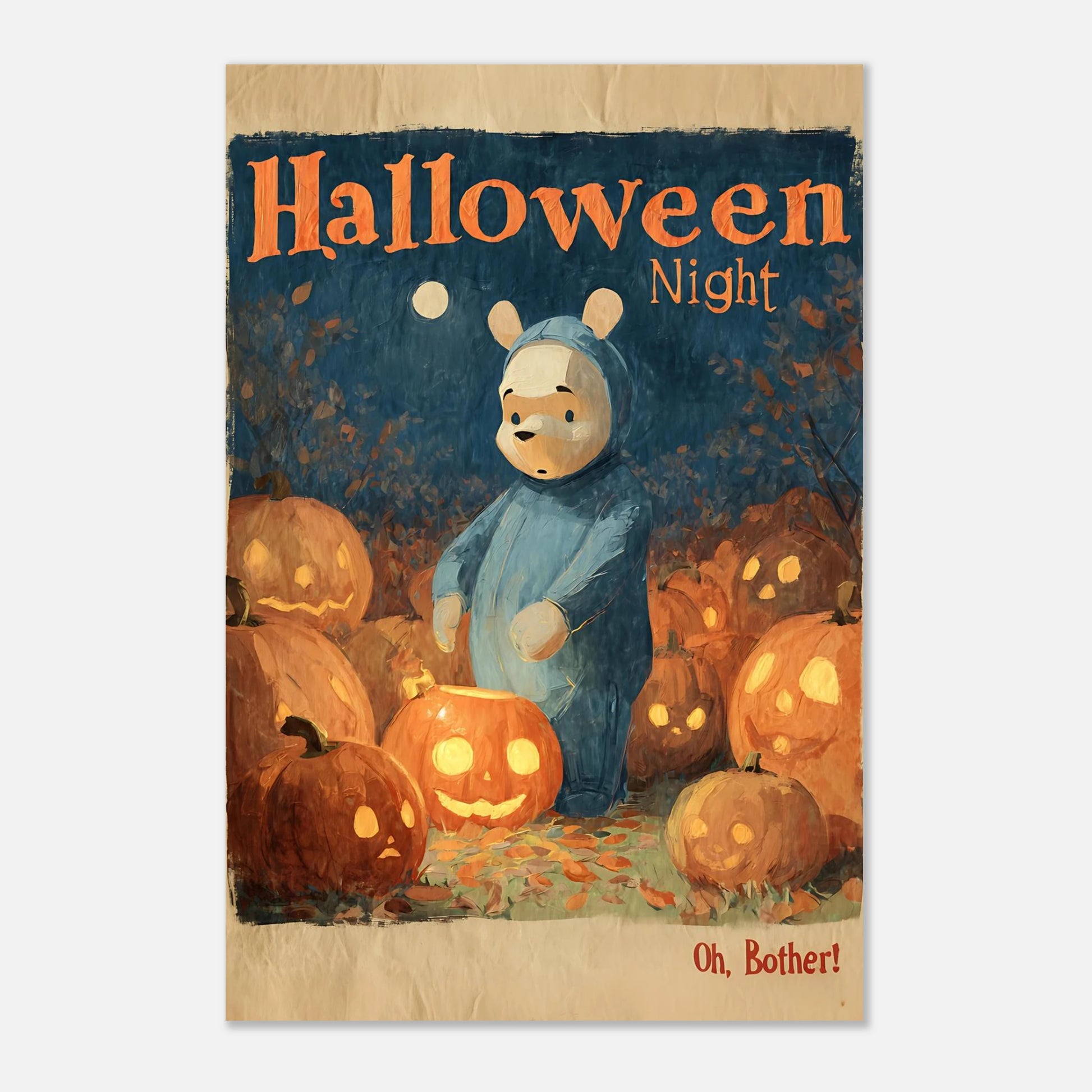 Extra large Winnie the Pooh Halloween poster 60x90 cm / 24x36 inch, nostalgic seasonal décor print