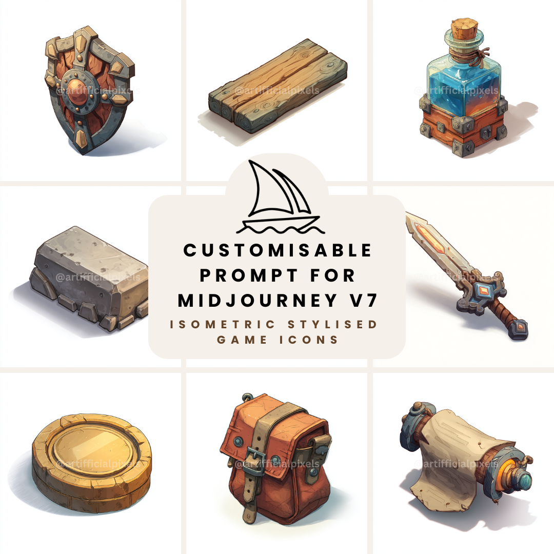 isometric-stylized-game-icon-midjourney-prompt-front