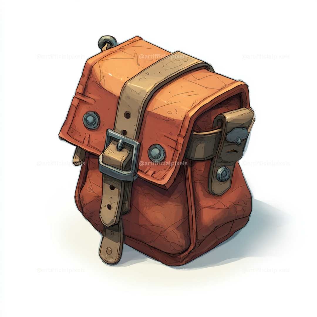 isometric-stylized-game-icon-midjourney-prompt-leather-satchel