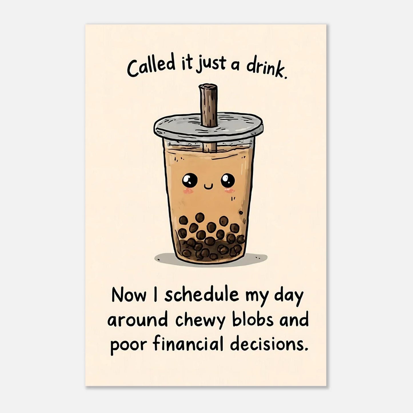 Kawaii boba tea poster 24 x 36 size showing visual art print detail for wall decor artwork

