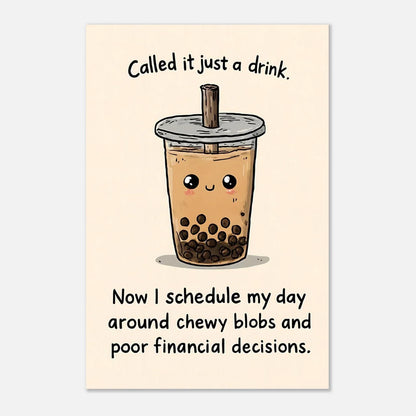 Kawaii boba tea poster 24 x 36 size showing visual art print detail for wall decor artwork
