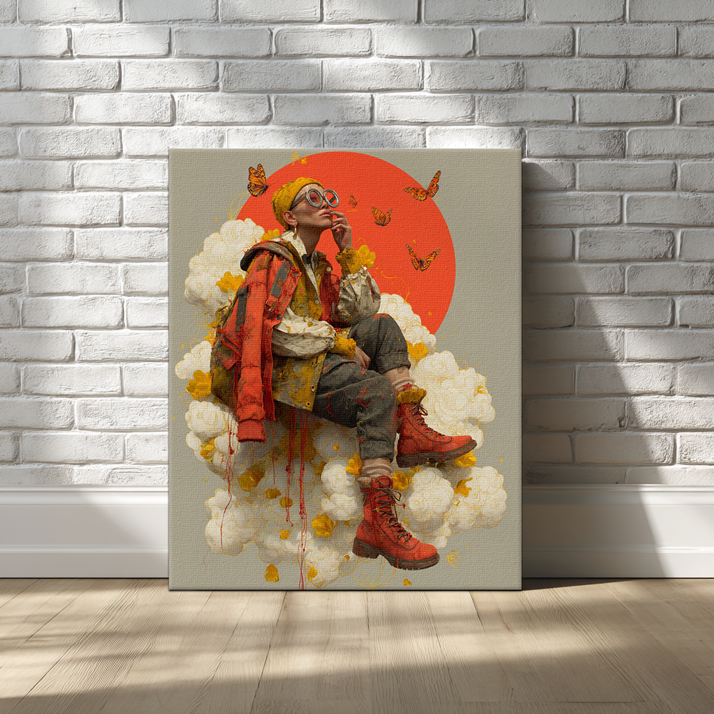 Gen Z Editorial Canvas Print – AI Generated Surreal Portrait Wall Art