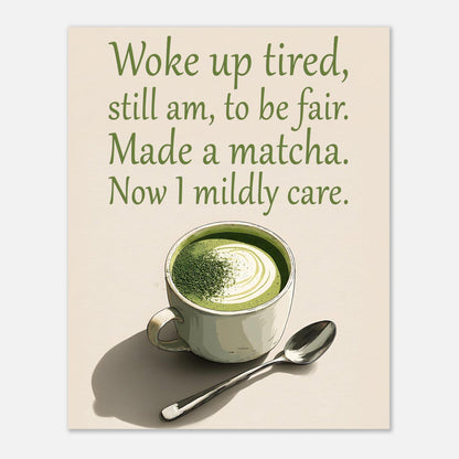 Original matcha latte poster design preview showing AI-generated café-inspired artwork

