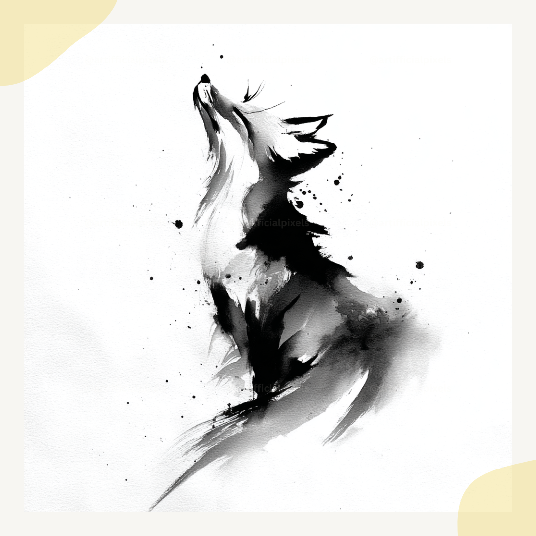 midjourney-ai-prompt-chinese-ink-wash-animals-fox
