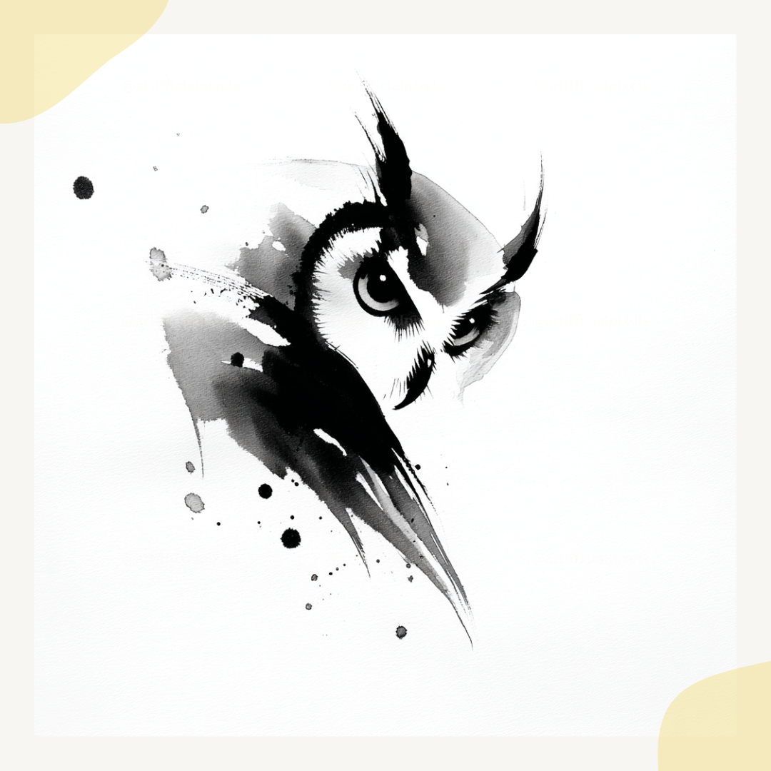 midjourney-ai-prompt-chinese-ink-wash-animals-owl