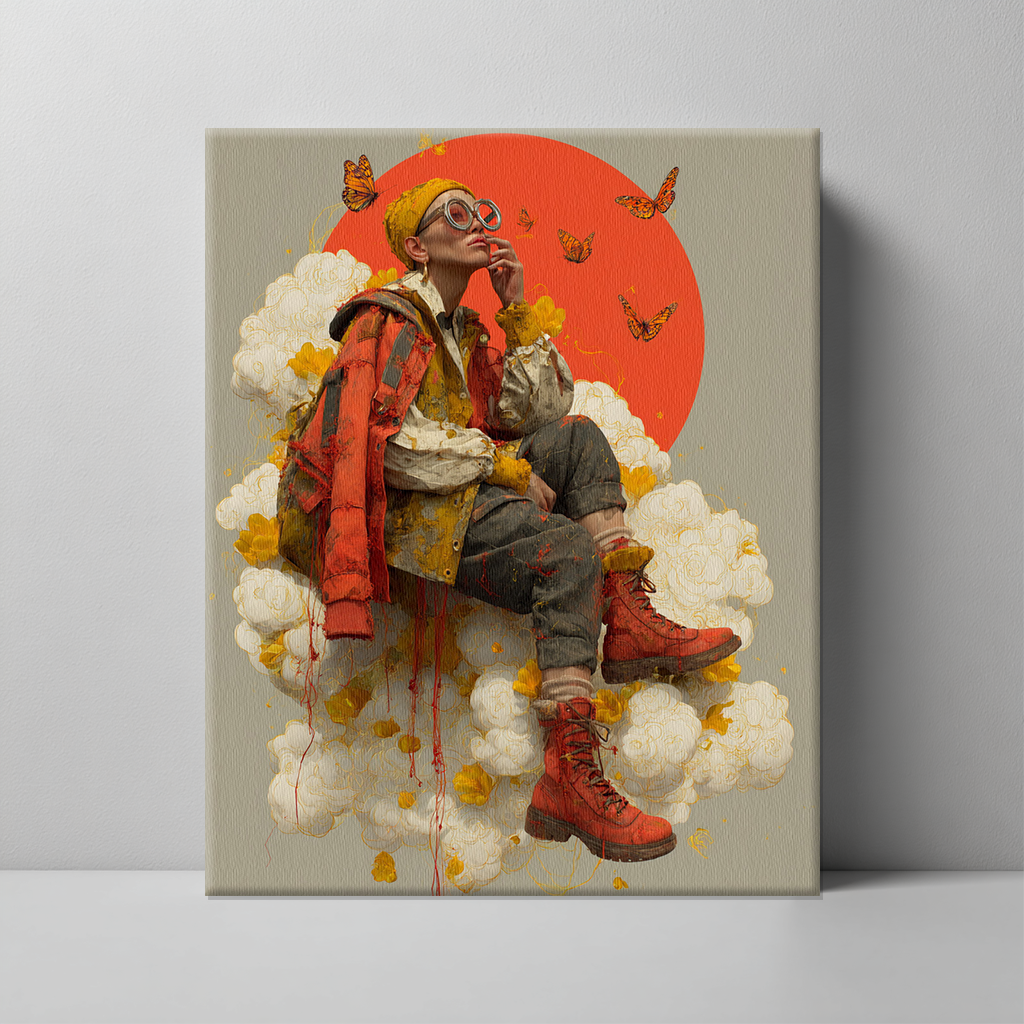 Gen Z Editorial Canvas Print – AI Generated Surreal Portrait Wall Art