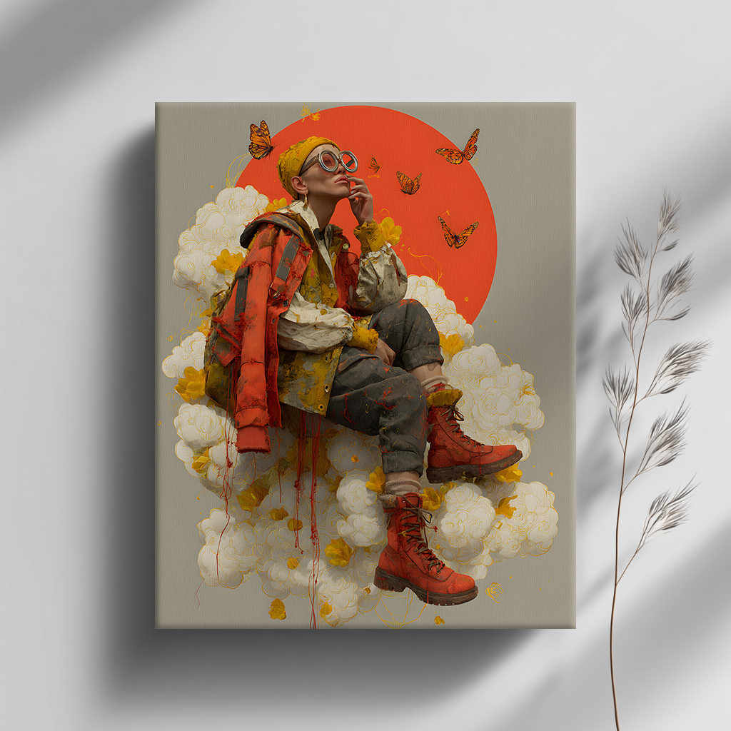 Gen Z Editorial Canvas Print – AI Generated Surreal Portrait Wall Art