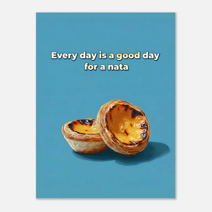Portuguese custard tart poster, size 46x61 cm / 18x24 inch, modern colourful bakery wall print.