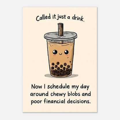 Playful boba tea poster A2 size artwork showing wall decor print for visual art display
