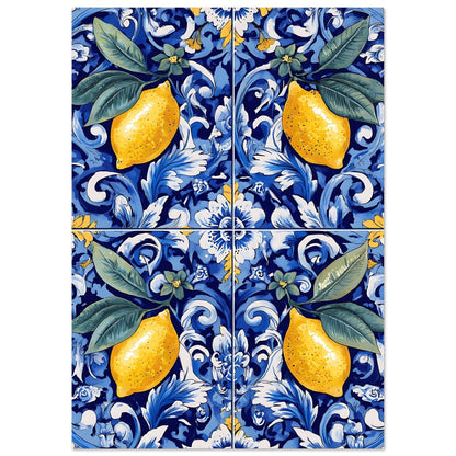 Authentic Portuguese tile design with traditional lemon motifs and ceramic glazing