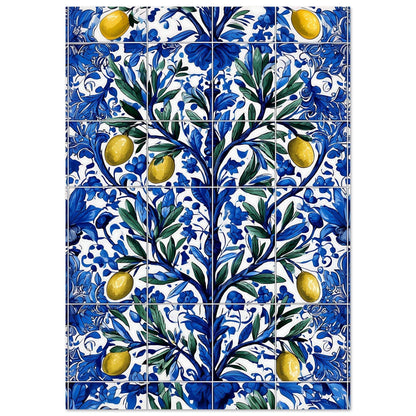 Portuguese tile print featuring Mediterranean ceramic pattern wall art

