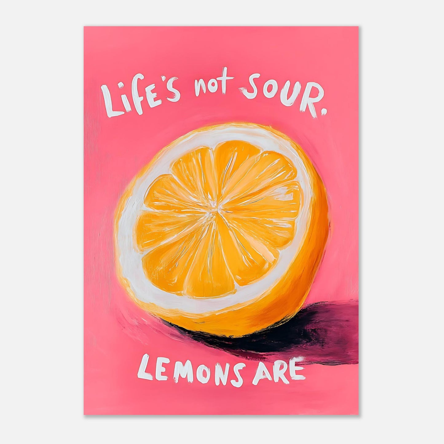 Quirky lemon motivation poster size reference showing A3 dimensions for medium European standard print

