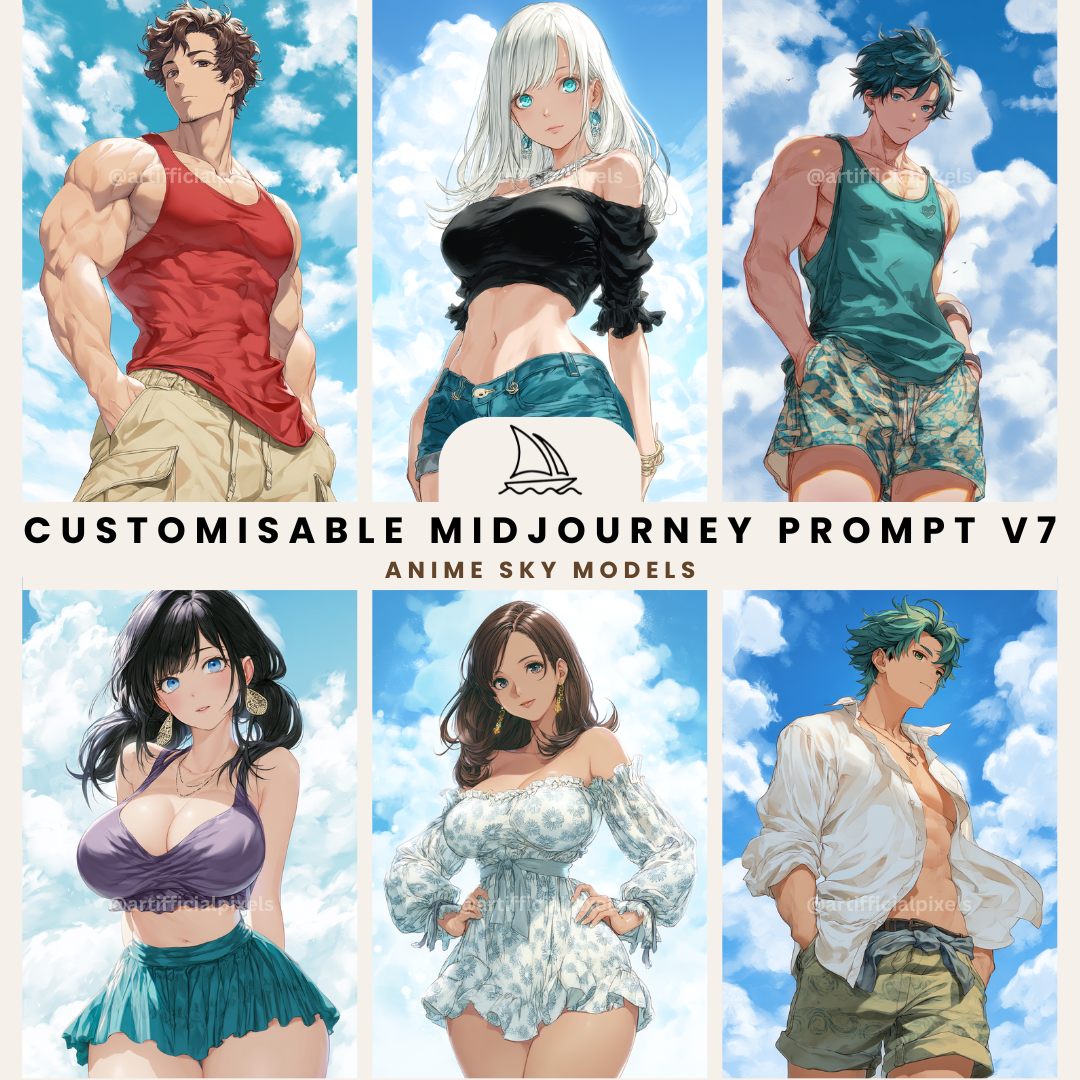 Anime Summer Character Art Prompt for Midjourney AI Image Generator